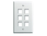 Legrand WP3406WH | Keystone Wallplate, 1-Gang, 6-Port, 2.94" Width x 0.44" Depth x 4.69" Height, ABS Plastic, White