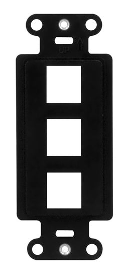 Legrand WP3413BK | Decorator Outlet Strap, 3-Port, Keystone Insert Plug, 1.65" Width x 0.28" Depth x 4.19" Height, ABS Plastic, Black