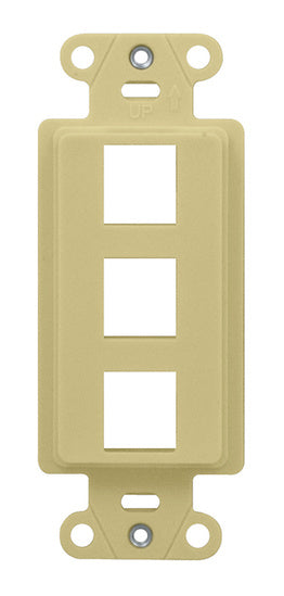 Legrand WP3413IV | Decorator Outlet Strap, 3-Port, Keystone Insert Plug, 1.65" Width x 0.28" Depth x 4.19" Height, ABS Plastic, Ivory