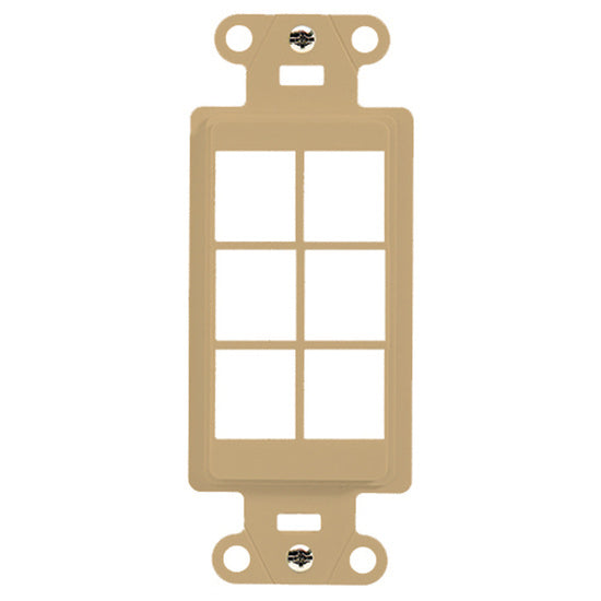 Legrand WP3416IV | Decorator Outlet Strap, 6-Port, Keystone Insert Plug, 1.65" Width x 0.28" Depth x 4.19" Height, ABS Plastic, Ivory