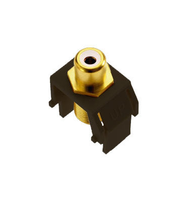 Legrand WP3461BR | Keystone Insert, Audio/Video, RCA to F Connector, 0.87" Length x 0.67" Width x 1.2" Depth, ABS Plastic, Brown, White Inner Barrel