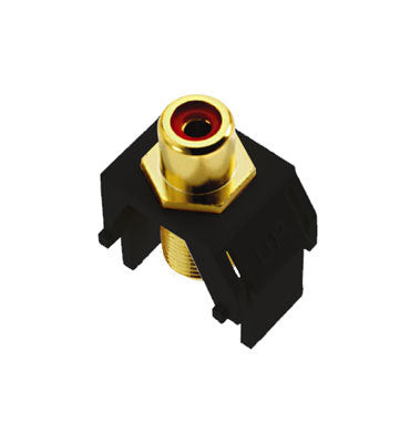 Legrand WP3462BK | Keystone Insert, Audio/Video, RCA to F Connector, 0.87" Length x 0.67" Width x 1.2" Depth, ABS Plastic, Black, Red Inner Barrel