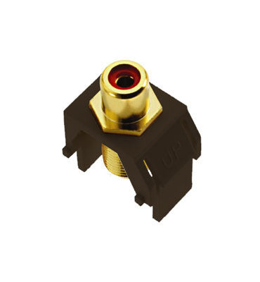 Legrand WP3462BR | Keystone Insert, Audio/Video, RCA to F Connector, 0.87" Length x 0.67" Width x 1.2" Depth, ABS Plastic, Brown, Red Inner Barrel