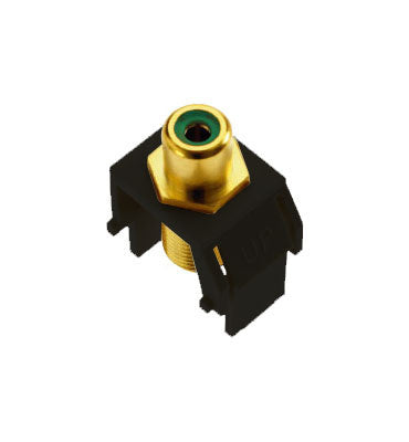 Legrand WP3463BK | Keystone Insert, Audio/Video, RCA to F Connector, 0.87" Length x 0.67" Width x 1.2" Depth, ABS Plastic, Black, Green Inner Barrel