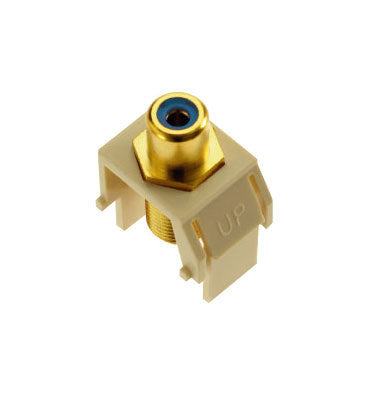 Legrand WP3464LA | Keystone Insert, Audio/Video, RCA to F Connector, 0.87" Length x 0.67" Width x 1.2" Depth, ABS Plastic, Light Almond, Blue Inner Barrel