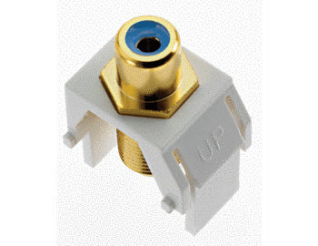 Legrand WP3464WH | Keystone Insert, Audio/Video, RCA to F Connector, 0.87" Length x 0.67" Width x 1.2" Depth, ABS Plastic, White, Blue Inner Barrel