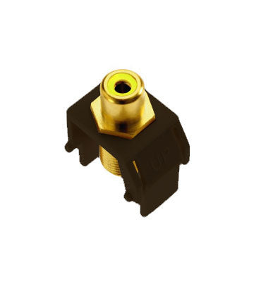 Legrand WP3465BR | Keystone Insert, Audio/Video, RCA to F Connector, 0.87" Length x 0.67" Width x 1.2" Depth, ABS Plastic, Brown, Yellow Inner Barrel