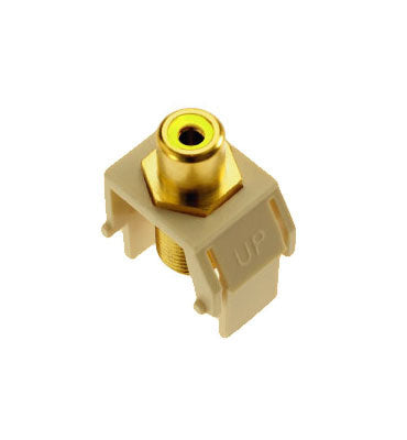 Legrand WP3465LA | Keystone Insert, Audio/Video, RCA to F Connector, 0.87" Length x 0.67" Width x 1.2" Depth, ABS Plastic, Light Almond, Yellow Inner Barrel