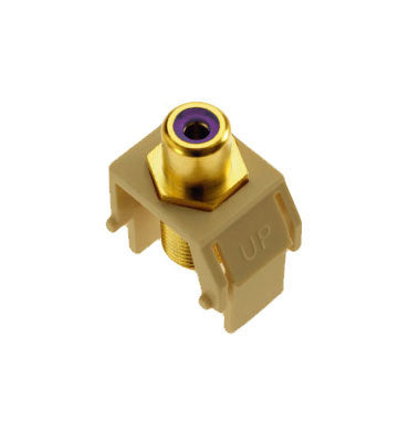 Legrand WP3466IV | Keystone Insert, Audio/Video, RCA to F Connector, 0.87" Length x 0.67" Width x 1.2" Depth, ABS Plastic, Ivory, Purple Inner Barrel