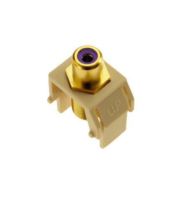 Legrand WP3466LA | Keystone Insert, Audio/Video, RCA to F Connector, 0.87" Length x 0.67" Width x 1.2" Depth, ABS Plastic, Light Almond, Purple Inner Barrel
