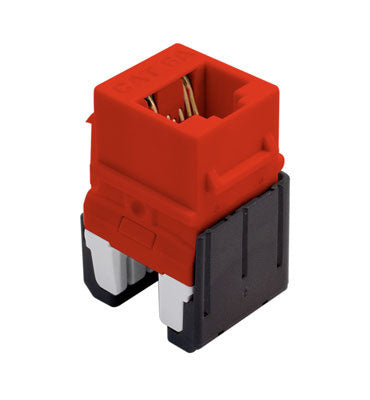 Legrand WP346ARE | Keystone Insert, Quick-Connect, Cat 6A, RJ45, 8P8C, 24 to 22 AWG Wire, 0.665" Width x 1.21" Depth x 0.76" Height, ABS Plastic, Red