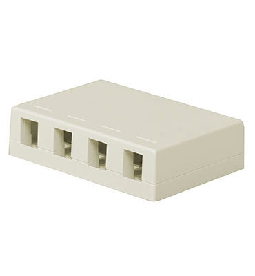 Legrand WP3504LA | Surface Mount Box, Quick-Connect, Cat 3, RJ25, 4-Port, 6P6C, 1.2" Length x 5.875" Width x 9" Height, High Impact Flame-Retardant Plastic, Light Almond