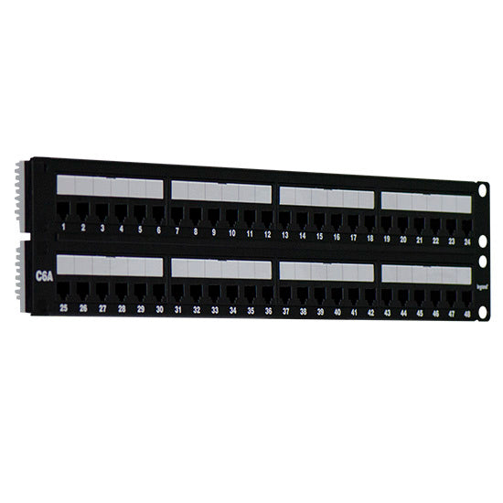 Legrand WP486A | Patch Panel, Rack Mount, Cat 6A, 48-Port, 19" Width x 3" Depth x 3.5" Height, Steel/Plastic/Aluminum