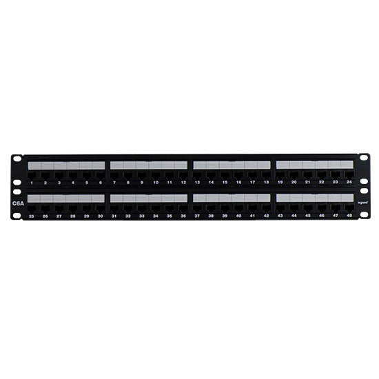 Legrand WP486A | Patch Panel, Rack Mount, Cat 6A, 48-Port, 19" Width x 3" Depth x 3.5" Height, Steel/Plastic/Aluminum