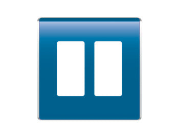 Legrand WP5002CY | Studio Wallplate, Decorator, 2-Gang, 4.97" Width x 0.28" Depth x 4.97" Height, High Impact Flame-Retardant Plastic, Cyan, With Screw