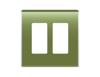 Legrand WP5002MS | Studio Wallplate, Decorator, 2-Gang, 4.97" Width x 0.28" Depth x 4.97" Height, High Impact Flame-Retardant Plastic, Moss, With Screw