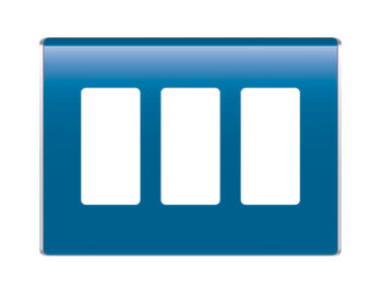 Legrand WP5003CY | Studio Wallplate, Decorator, 3-Gang, 6.78" Width x 0.28" Depth x 4.97" Height, High Impact Flame-Retardant Plastic, Cyan, With Screw