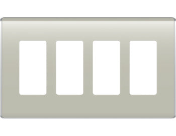 Legrand WP5004KK | Studio Wallplate, Decorator, 4-Gang, 8.6" Width x 0.28" Depth x 4.97" Height, High Impact Flame-Retardant Plastic, Khaki, With Screw