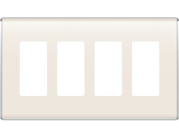Legrand WP5004LA | Studio Wallplate, Decorator, 4-Gang, 8.6" Width x 0.28" Depth x 4.97" Height, High Impact Flame-Retardant Plastic, Light Almond, With Screw