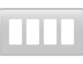 Legrand WP5004TI | Studio Wallplate, Decorator, 4-Gang, 8.6" Width x 0.28" Depth x 4.97" Height, High Impact Flame-Retardant Plastic, Titanium, With Screw