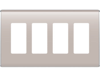 Legrand WP5004TP | Studio Wallplate, Decorator, 4-Gang, 8.6" Width x 0.28" Depth x 4.97" Height, High Impact Flame-Retardant Plastic, Taupe, With Screw