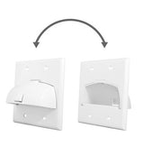 Legrand WP9002LA | Cable Access Wallplate, Hinged Bullnose, 2-Gang, 4.56" Width x 1.8" Depth x 4.5" Height, ABS Plastic, Light Almond