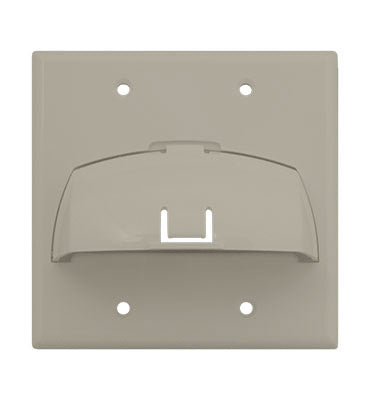 Legrand WP9002LA | Cable Access Wallplate, Hinged Bullnose, 2-Gang, 4.56" Width x 1.8" Depth x 4.5" Height, ABS Plastic, Light Almond