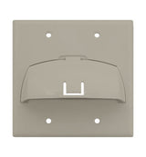 Legrand WP9002LA | Cable Access Wallplate, Hinged Bullnose, 2-Gang, 4.56" Width x 1.8" Depth x 4.5" Height, ABS Plastic, Light Almond