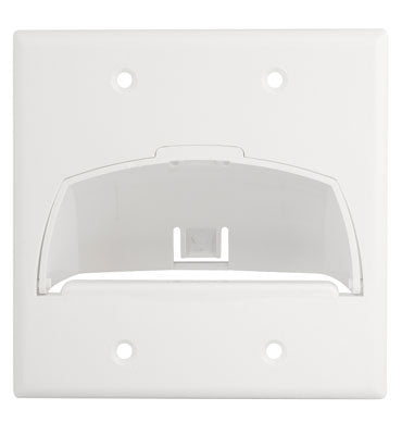 Legrand WP9002WH | Cable Access Wallplate, Hinged Bullnose, 2-Gang, 4.56" Width x 1.8" Depth x 4.5" Height, ABS Plastic, White