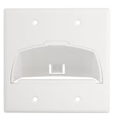 Legrand WP9002WH | Cable Access Wallplate, Hinged Bullnose, 2-Gang, 4.56" Width x 1.8" Depth x 4.5" Height, ABS Plastic, White