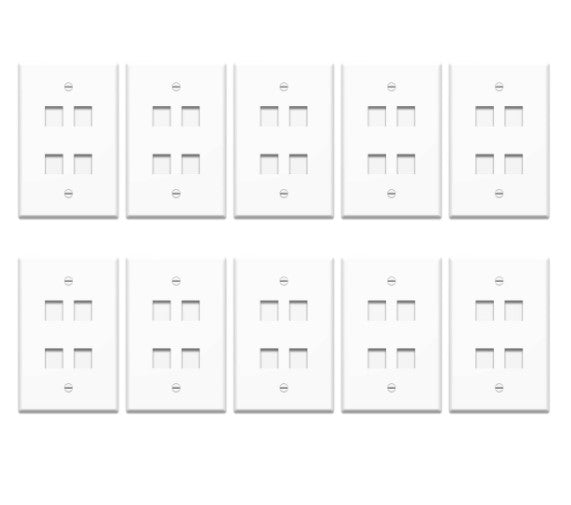 Legrand WP3404WH10 | 1-Gang, 4-Port Wall Plate, White, 10-Pack