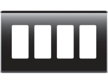 Legrand WP5004GB | 4-Gang Studio Wall Plate, Gloss Black