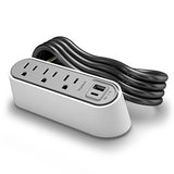 Legrand WSPC320CWH | Desktop Power Centre Slim, 3 Outlets, USB A/C, White, 6 Ft Cord