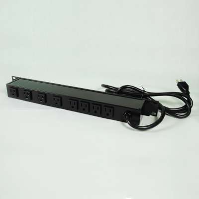 Legrand 16292 | 15ft Wiremold Rack Mount 8-Outlet 120v/15a Lighted Switch Power Strip