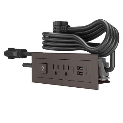 Legrand C2G 16357 | radiant Furniture Power Center with Power Switch, 2 Outlets and USB - Brown