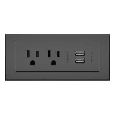 Legrand C2G 16362 | radiant Furniture Power Center with 2 Outlets and USB - Black