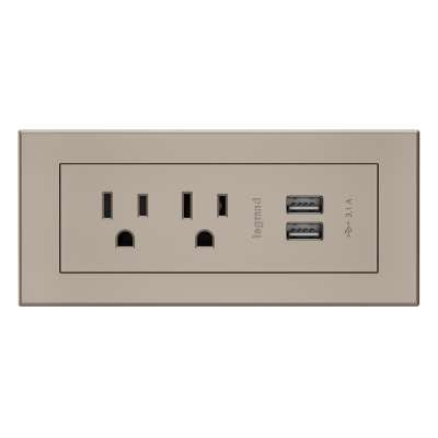 Legrand C2G 16367 | radiant Furniture Power Center with 2 Outlets and USB - Nickel