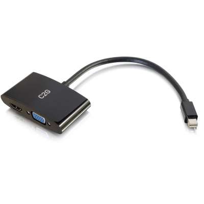 Legrand C2G 28271 | 8in Mini Display Port Male to 4K HDMI or VGA Female Adapter Converter - Black