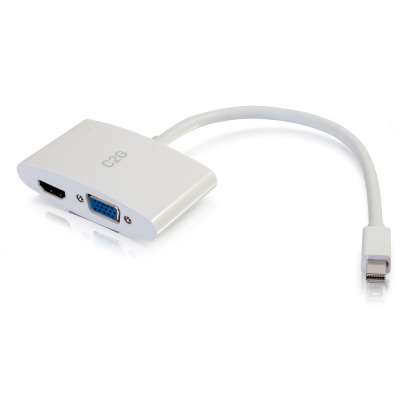 Legrand C2G 28272 | 8in Mini Display Port Male to 4K HDMI or VGA Female Adapter Converter - White