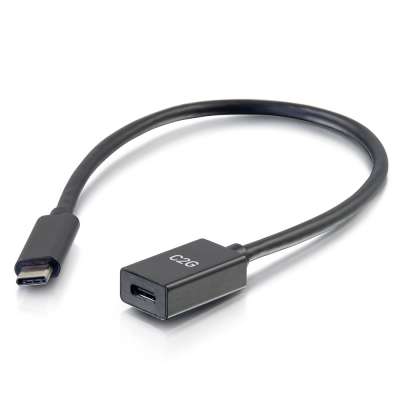 Legrand C2G 28657 | 1ft USB-C Male to USB-C Female Extension Cable - USB 3.2 Gen 2 (10Gbps)