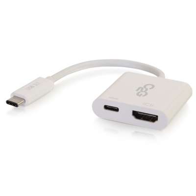 Legrand C2G 29532 | USB-C To HDMI Audio/Video Multiport Adapter With Power Delivery up to 60W - 4K 30Hz - White