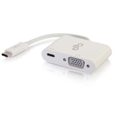Legrand C2G 29534 | USB-C to VGA Video Multiport Adapter with Power Delivery up to 60W - White