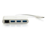Legrand C2G 29746 | USB-C to Ethernet Adapter with PXE Boot and 3-Port USB Hub - White