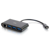 Legrand C2G 29747 | USB-C to Ethernet Adapter with PXE Boot and 3-Port USB Hub - Black