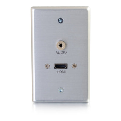 Legrand C2G 39871 | HDMI and 3.5mm Audio Pass Through Single Gang Wall Plate - Brushed Aluminum