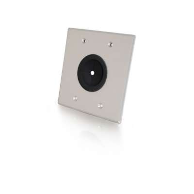 Legrand C2G 40546 | 1.5in Grommet Cable Pass Through Double Gang Wall Plate - Brushed Aluminum