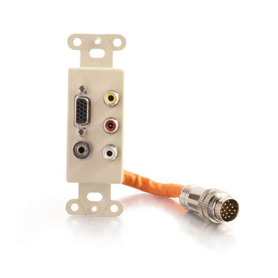 Legrand C2G 60023 | RapidRun Integrated VGA (HD15) + 3.5mm + Composite Video + Stereo Audio Wall Plate - Ivory
