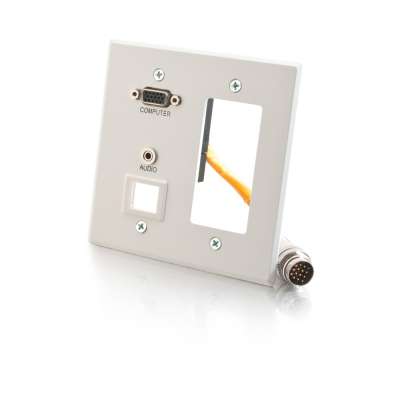 Legrand C2G 60057 | RapidRun Double Gang Integrated VGA (HD15) + 3.5mm + Keystone + Wall Plate - White