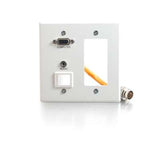 Legrand C2G 60057 | RapidRun Double Gang Integrated VGA (HD15) + 3.5mm + Keystone + Wall Plate - White