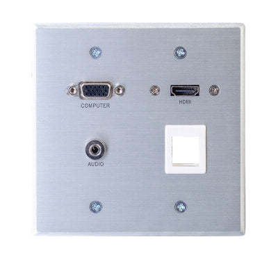 Legrand C2G 60117 | RapidRun VGA + 3.5mm Audio Double Gang Wall Plate with HDMI Pass Through + One Keystone